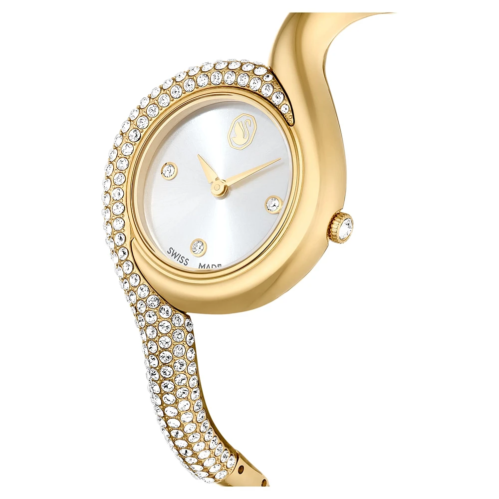 Dextera asymmetric watch, Swiss Made, Metal bracelet, Gold tone, Gold-tone finish by SWAROVSKI