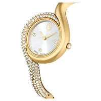 Dextera asymmetric watch, Swiss Made, Metal bracelet, Gold tone, Gold-tone finish by SWAROVSKI
