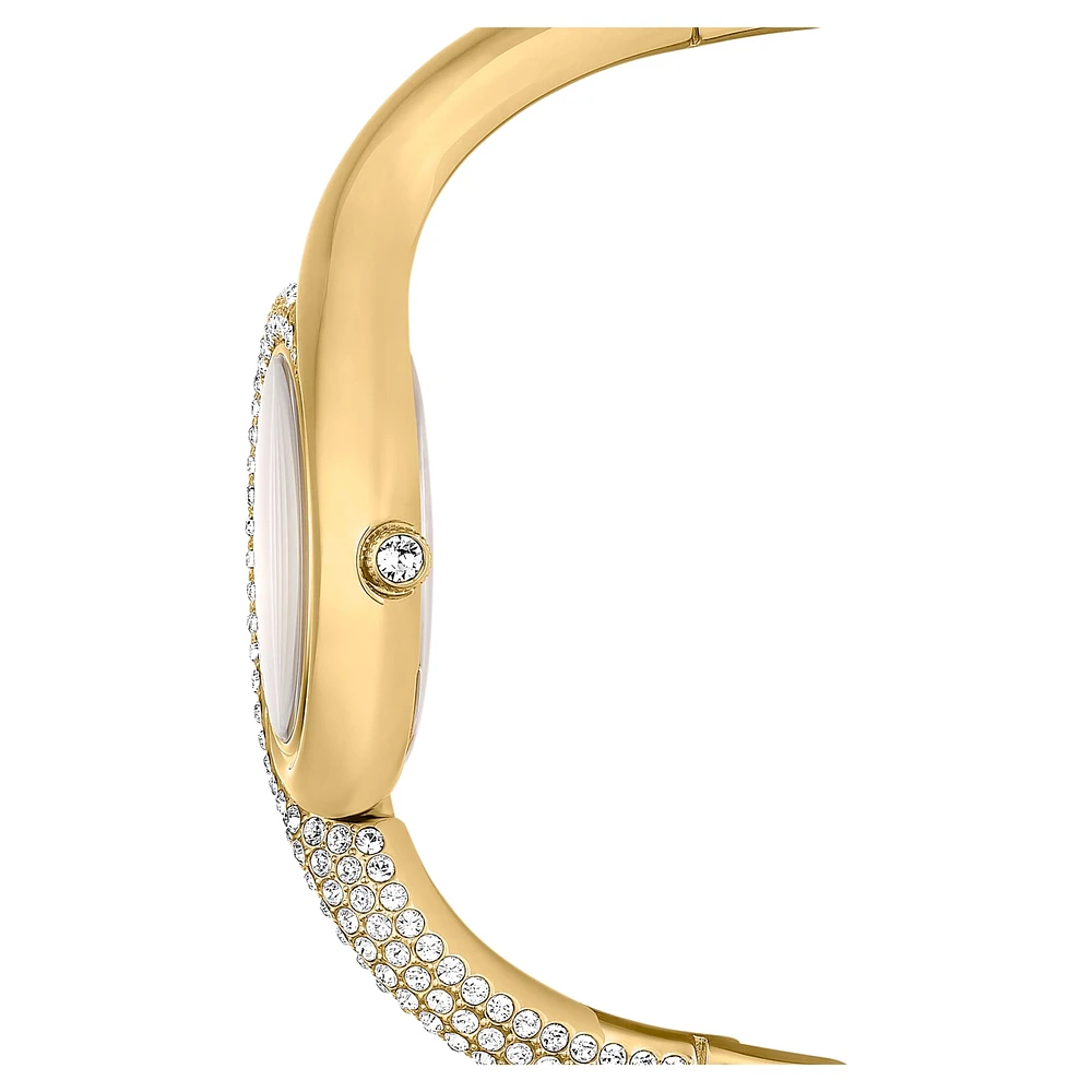 Dextera asymmetric watch, Swiss Made, Metal bracelet, Gold tone, Gold-tone finish by SWAROVSKI