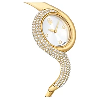 Dextera asymmetric watch, Swiss Made, Metal bracelet, Gold tone, Gold-tone finish by SWAROVSKI