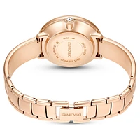 Crystalline bangle watch, Swiss Made, Metal bracelet, Beige, Rose gold-tone finish by SWAROVSKI