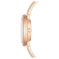 Crystalline bangle watch, Swiss Made, Metal bracelet, Beige, Rose gold-tone finish by SWAROVSKI
