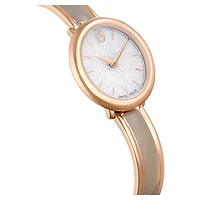 Crystalline bangle watch, Swiss Made, Metal bracelet, Beige, Rose gold-tone finish by SWAROVSKI
