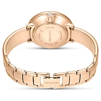 Crystalline bangle watch, Swiss Made, Metal bracelet, Green, Rose gold-tone finish by SWAROVSKI