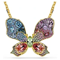 Idyllia pendant and brooch, Mixed cuts, Pavé, Butterfly, Multicolored, Gold-tone plated by SWAROVSKI