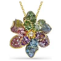 Idyllia pendant and brooch, Mixed cuts, Pavé, Flower, Multicolored, Gold-tone plated by SWAROVSKI