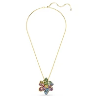 Idyllia pendant and brooch, Mixed cuts, Pavé, Flower, Multicolored, Gold-tone plated by SWAROVSKI