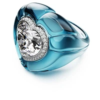 Dulcis cocktail ring, Heart cut, Pavé, Heart, Blue by SWAROVSKI