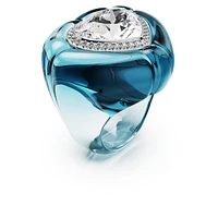 Dulcis cocktail ring, Heart cut, Pavé, Heart, Blue by SWAROVSKI
