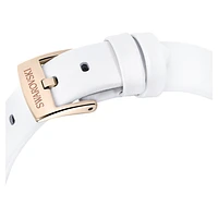 Matrix tennis watch, Swiss Made, Leather strap, White, Champagne gold-tone finish by SWAROVSKI