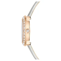 Matrix tennis watch, Swiss Made, Leather strap, Grey, Rose gold-tone finish by SWAROVSKI