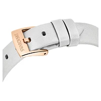 Matrix tennis watch, Swiss Made, Leather strap, Grey, Rose gold-tone finish by SWAROVSKI