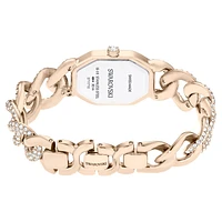 Dextera chain watch, Swiss Made, Crystal bracelet, White, Champagne gold-tone finish by SWAROVSKI