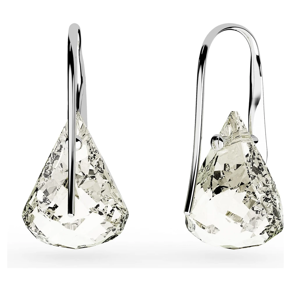 Lunar drop earrings, Grey, Rhodium plated by SWAROVSKI
