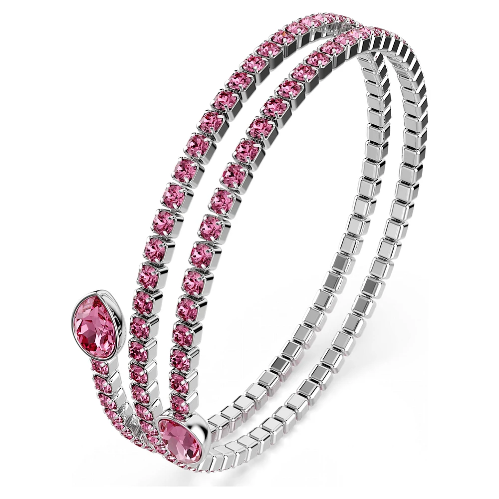 Twisty cuff, Mixed cuts, Pink, Rhodium plated by SWAROVSKI