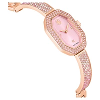 Dextera bangle watch, Swiss Made, Metal bracelet, Pink, Rose gold-tone plated by SWAROVSKI