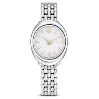 Imber oval watch, Swiss Made, Metal bracelet, Silver tone, Stainless steel by SWAROVSKI