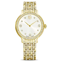 Imber watch, Swiss Made, Metal bracelet, Gold tone, Gold-tone finish by SWAROVSKI