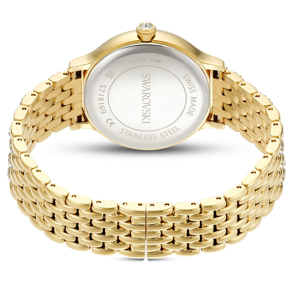 Imber watch, Swiss Made, Metal bracelet, Gold tone, Gold-tone finish by SWAROVSKI