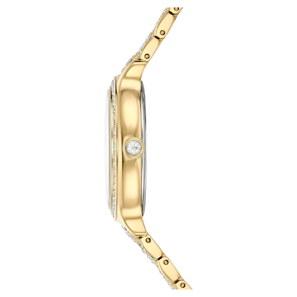 Imber watch, Swiss Made, Metal bracelet, Gold tone, Gold-tone finish by SWAROVSKI