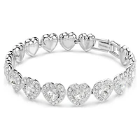 Ariana Grande x Swarovski Tennis bracelet, Mixed cuts, Heart, White, Rhodium plated by SWAROVSKI