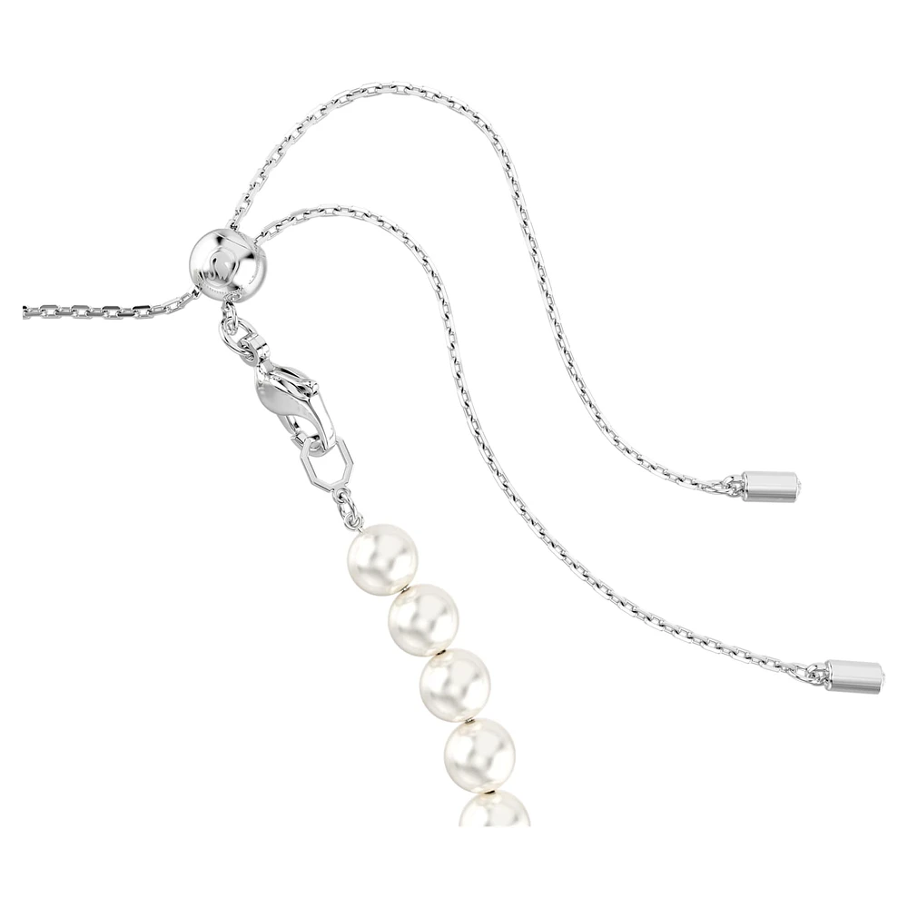 Ariana Grande x Swarovski Tennis choker, Mixed cuts, Crystal pearl, Heart, White, Rhodium plated by SWAROVSKI