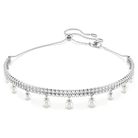 Ariana Grande x Swarovski choker, Crystal pearl, Round cut, White, Rhodium plated by SWAROVSKI