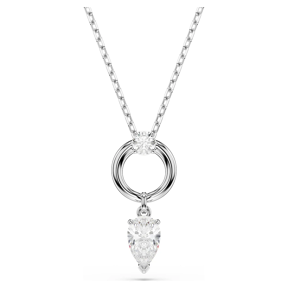 Mesmera pendant, Pear cut, White, Rhodium plated by SWAROVSKI