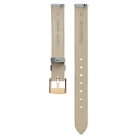 Watch strap, 12 mm (0.47") width, Leather, Silver tone, Rose gold-tone finish by SWAROVSKI