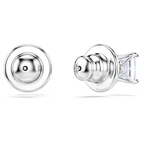 Matrix stud earrings, Square cut, Blue, Rhodium plated by SWAROVSKI