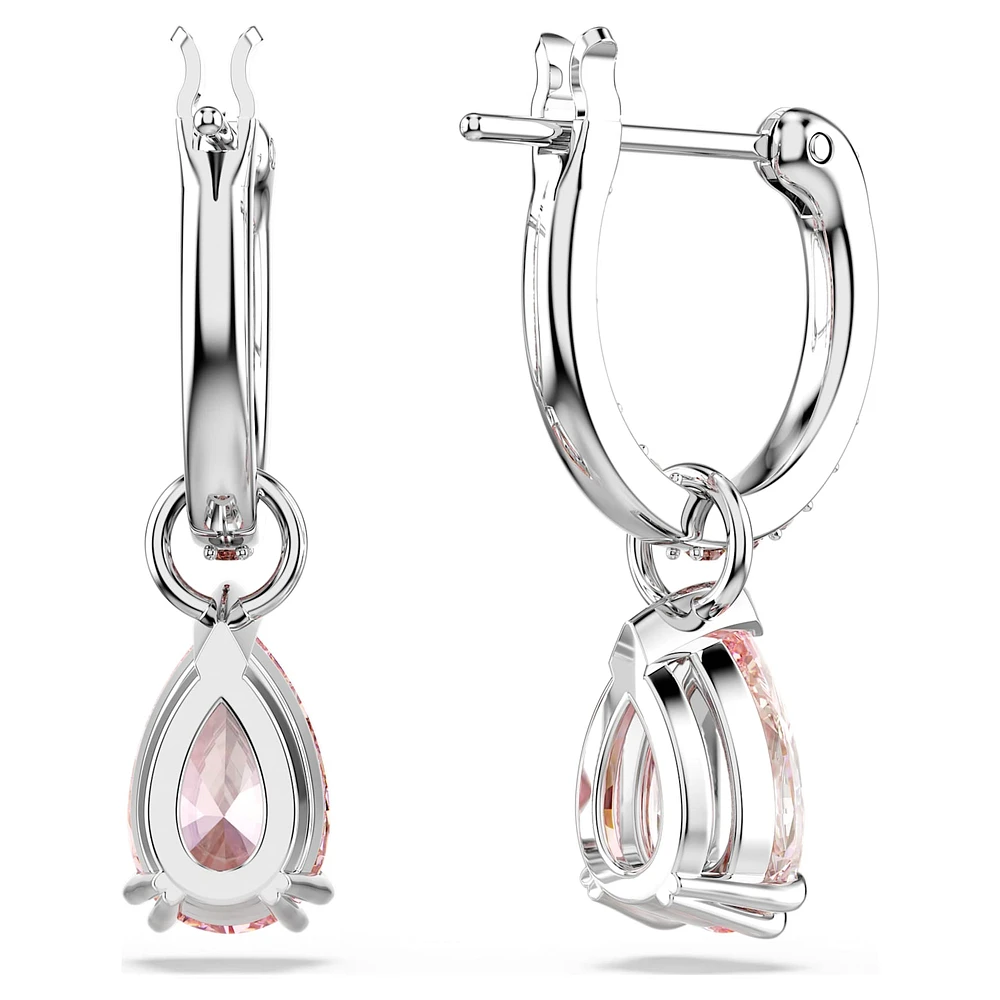 Attract drop earrings, Pear cut, Pink, Rhodium plated by SWAROVSKI