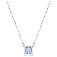 Matrix pendant, Square cut, Blue, Rhodium plated by SWAROVSKI