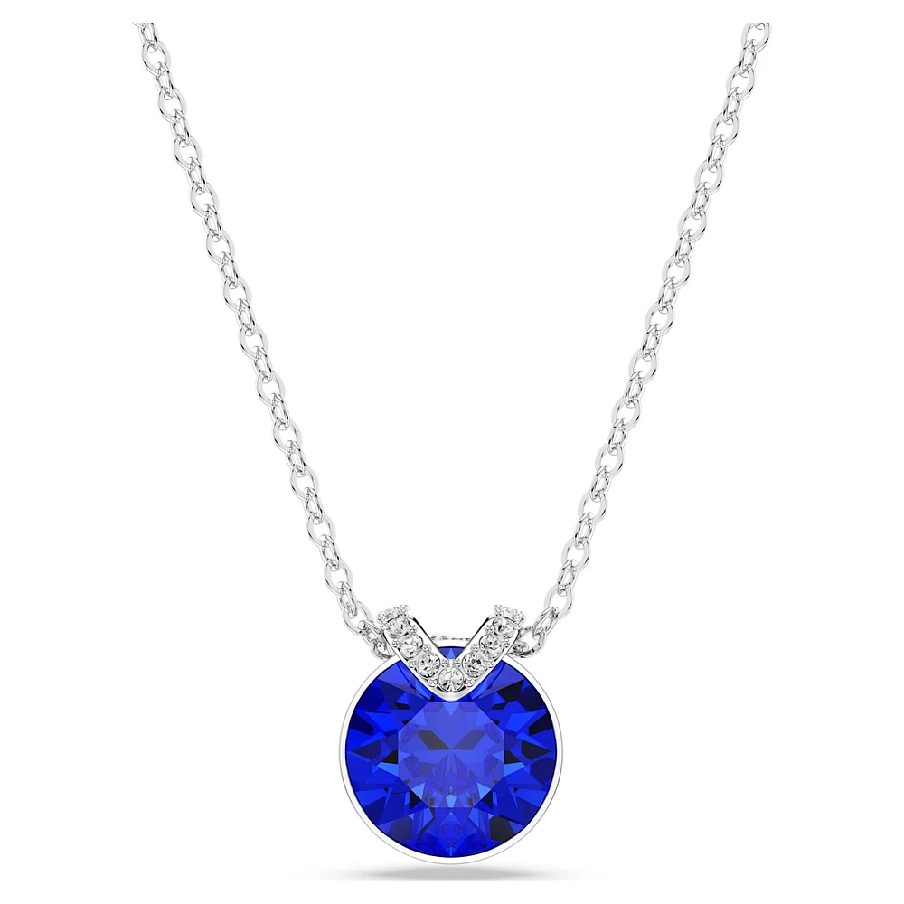Bella V pendant, Round cut, Blue
