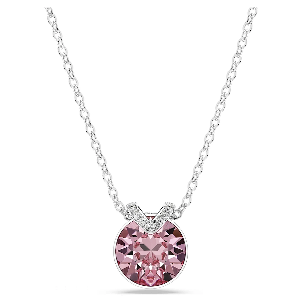 Bella V pendant, Round cut, Pink