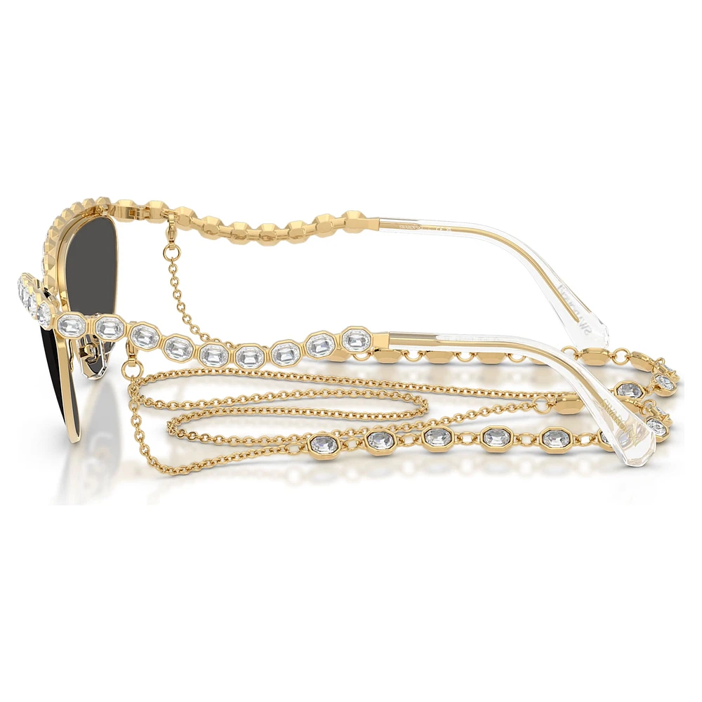 Sunglasses, Cat-eye shape, Chain, Gray by SWAROVSKI