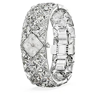 Curiosa bangle watch, Crystal bracelet, Silver tone, Stainless steel by SWAROVSKI