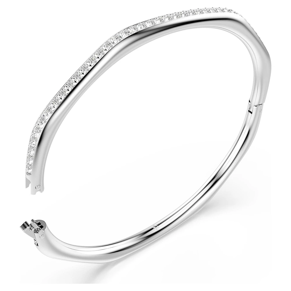 Dextera bangle, Octagon shape, Round cut, White, Rhodium plated by SWAROVSKI