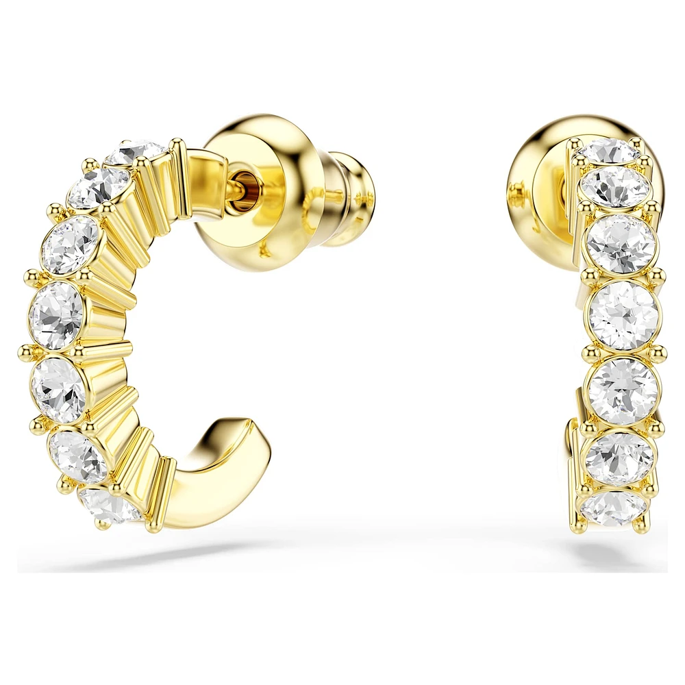 Mini Hoop earrings, Round cut, White