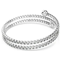 Twisty cuff, Mixed cuts, White, Rhodium plated by SWAROVSKI