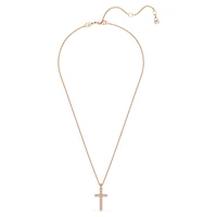 Insigne pendant, Cross, White, Rose gold-tone plated by SWAROVSKI