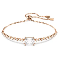 Matrix Tennis bracelet, Mixed cuts, White, Rose gold-tone plated by SWAROVSKI