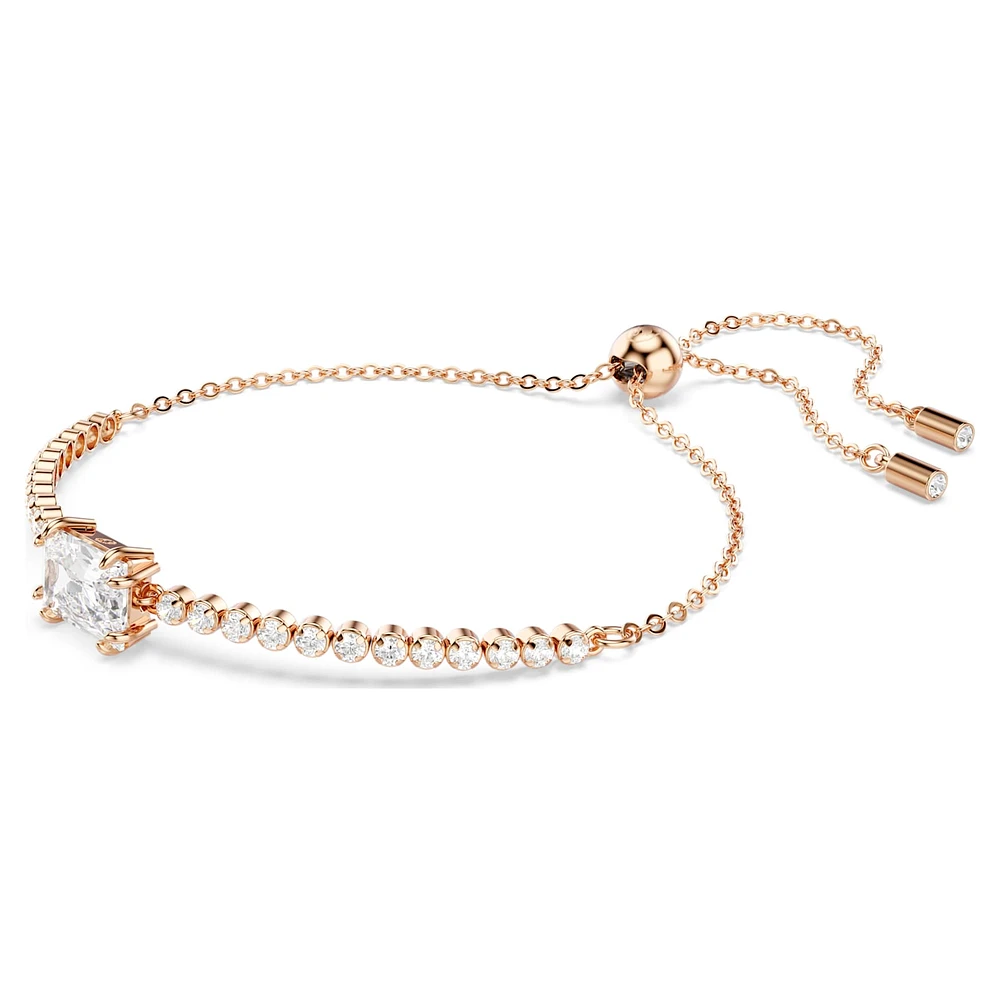 Matrix Tennis bracelet, Mixed cuts, White, Rose gold-tone plated by SWAROVSKI