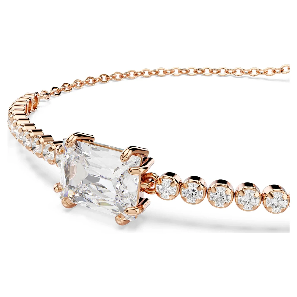 Matrix Tennis bracelet, Mixed cuts, White, Rose gold-tone plated by SWAROVSKI