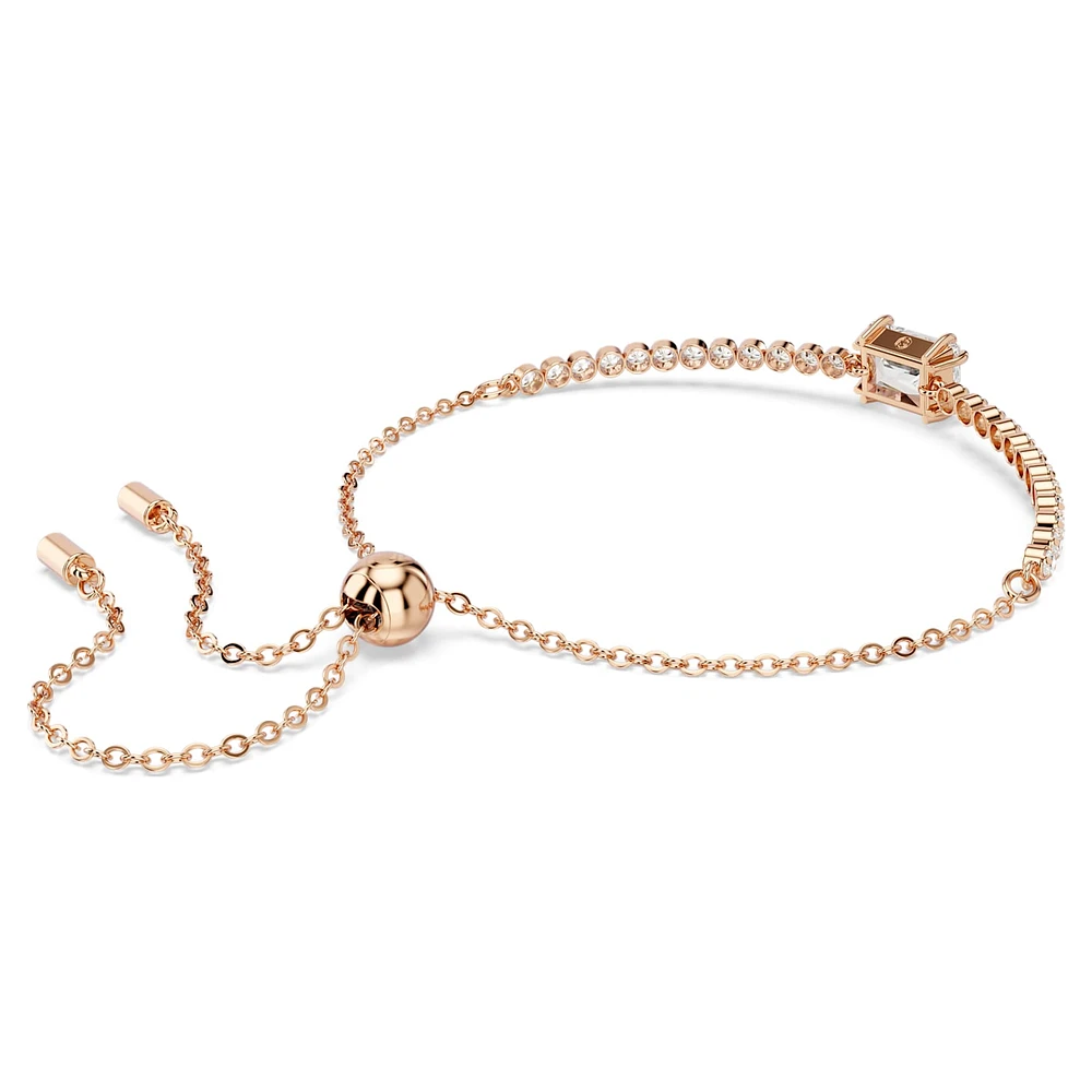 Matrix Tennis bracelet, Mixed cuts, White, Rose gold-tone plated by SWAROVSKI