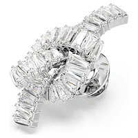 Matrix tack pin, Baguette cut, Knot, White, Rhodium plated by SWAROVSKI