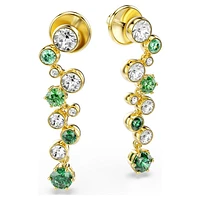Constella drop earrings, Mixed cuts, Green, Gold-tone plated by SWAROVSKI