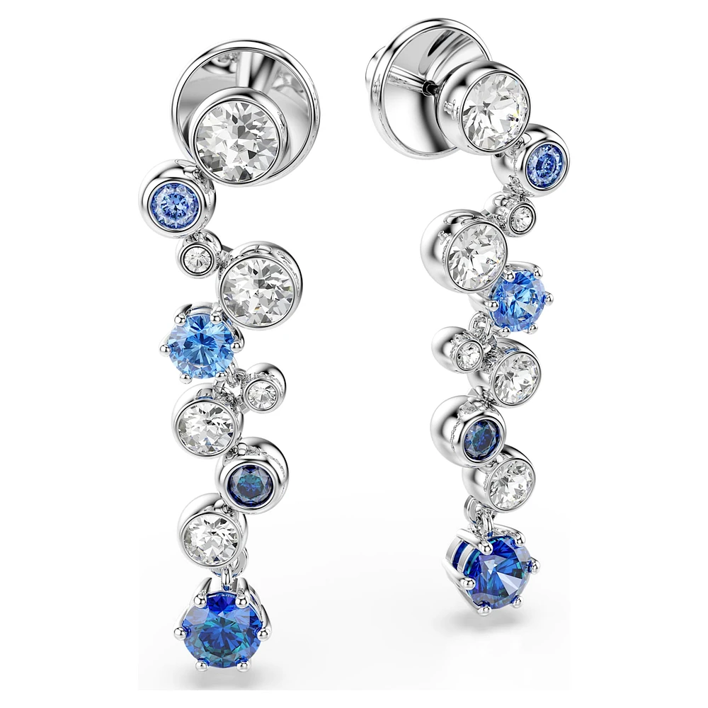 Constella drop earrings, Mixed cuts, Blue, Rhodium plated by SWAROVSKI
