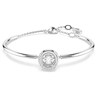 Dextera bangle, Round cut, White, Rhodium plated by SWAROVSKI