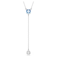 Stilla Attract Y necklace, Round cut, Blue, Rhodium plated by SWAROVSKI
