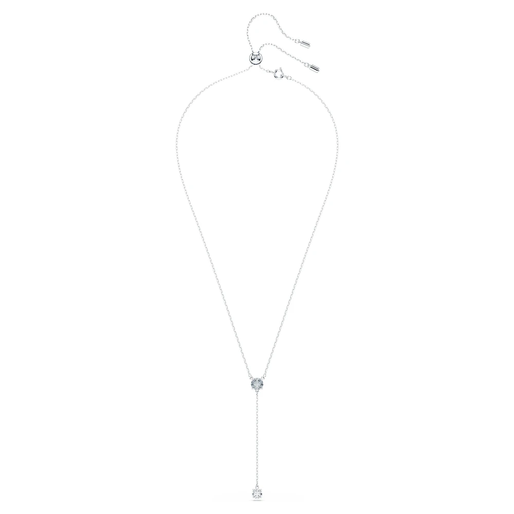 Stilla Attract Y necklace, Round cut, Blue, Rhodium plated by SWAROVSKI